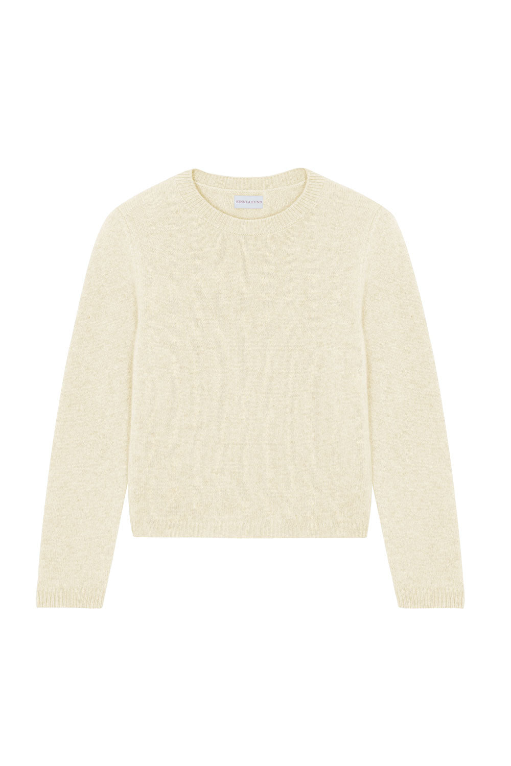 White cropped cashmere sweater crewneck - pack shot | Pia | Linnea Lund
