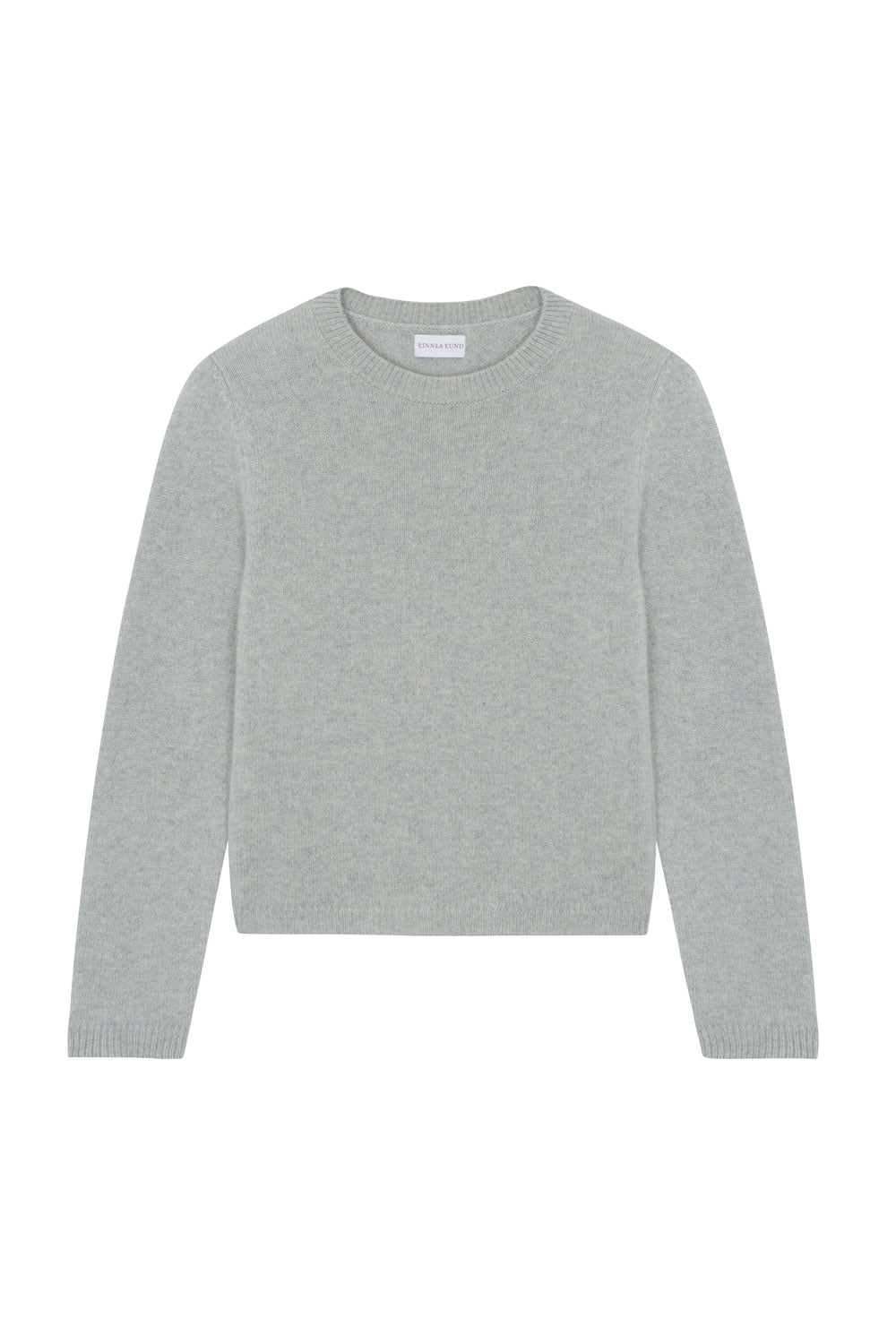 Light grey cropped cashmere sweater crewneck - packshot | Pia | Linnea Lund