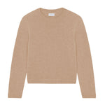Sand beige cropped cashmere sweater crewneck - packshot | Pia | Linnea Lund