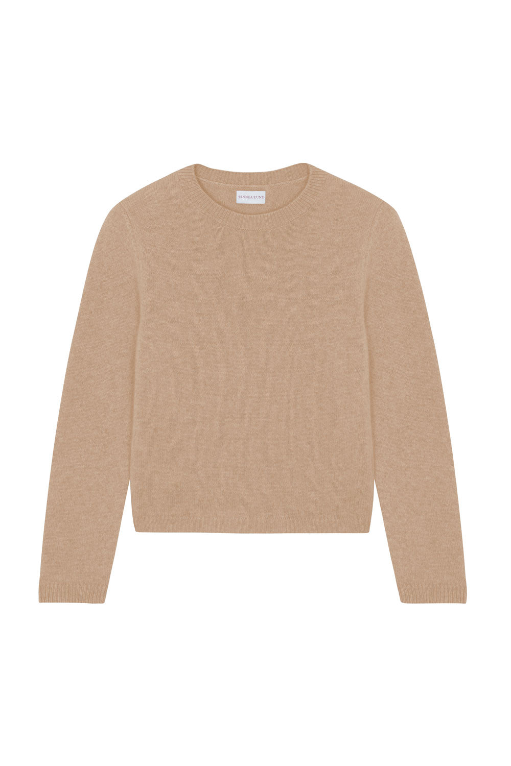 Sand beige cropped cashmere sweater crewneck - packshot | Pia | Linnea Lund