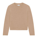 Sand beige cropped cashmere sweater crewneck - packshot | Pia | Linnea Lund
