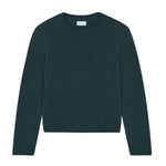 Petrol blue cropped cashmere sweater crewneck - pack shot | Pia | Linnea Lund