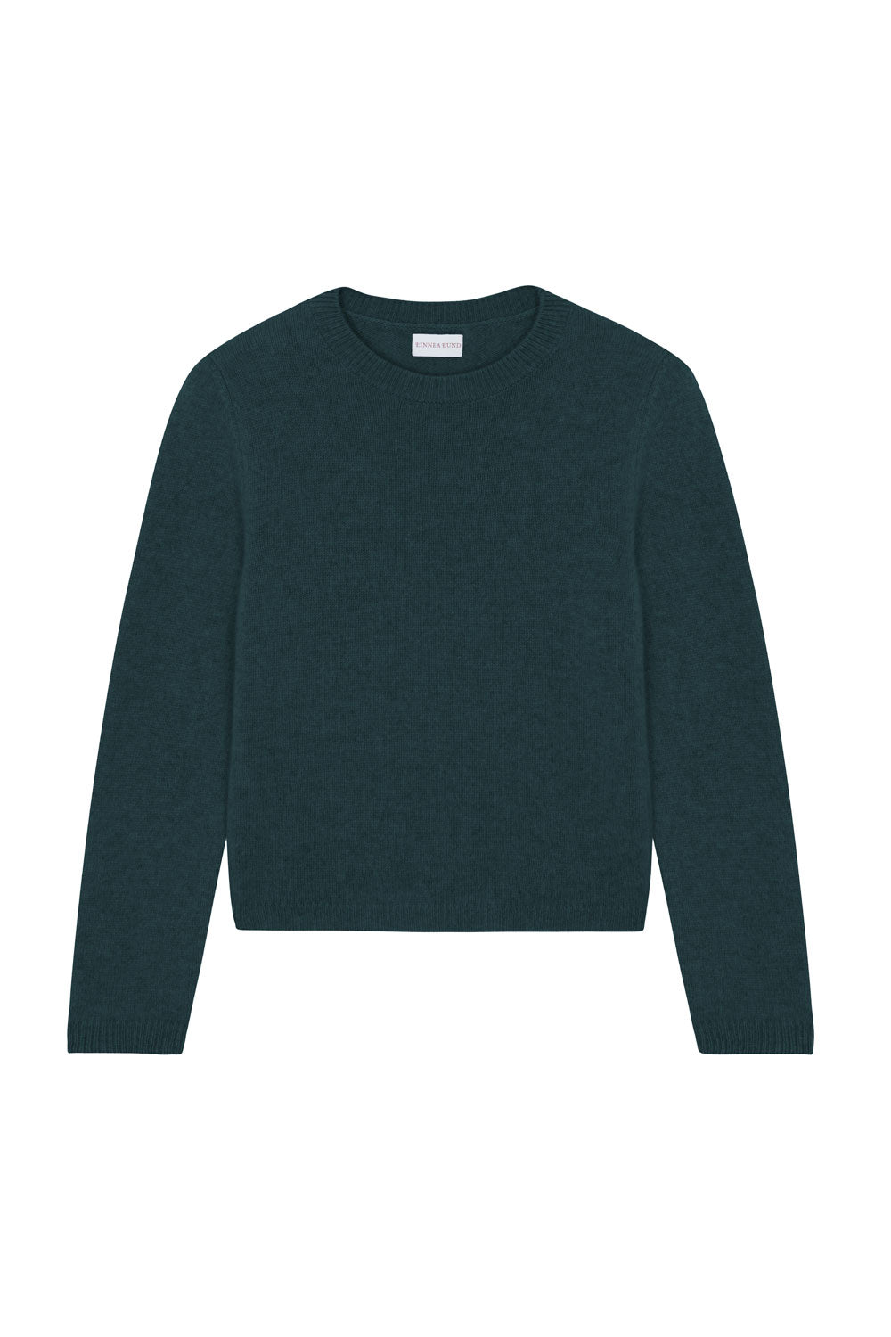 Petrol blue cropped cashmere sweater crewneck - pack shot | Pia | Linnea Lund