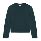 Petrol blue cropped cashmere sweater crewneck - pack shot | Pia | Linnea Lund