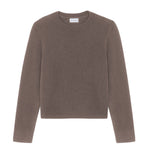 Taupe cropped cashmere sweater crewneck - pack shot  | Pia | Linnea Lund