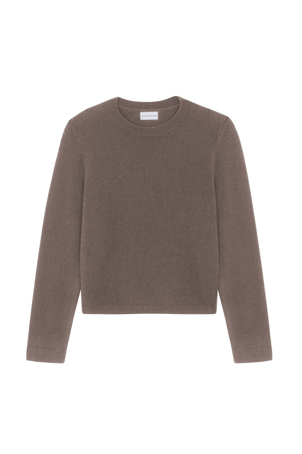 Taupe cropped cashmere sweater crewneck - pack shot  | Pia | Linnea Lund