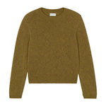 Ocher green cropped cashmere sweater crewneck - pack shot | Pia | Linnea Lund
