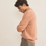 Salmon color cashmere polo sweater men - side view | Ralph | Linnea Lund