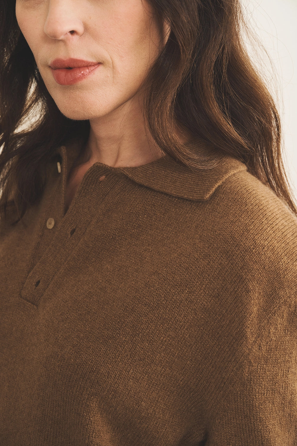 Brown cashmere polo sweater women - focus | Ralph | Linnea Lund