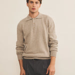 Light beige cashmere polo sweater men - front view | Ralph | Linnea Lund
