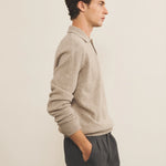 Light beige cashmere polo sweater men - side view | Ralph | Linnea Lund