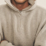 Zip collar light grey cashmere sweater for men - focus view | Sam | Linnea Lund