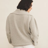 Zip collar light grey cashmere sweater for women - back view | Sam | Linnea Lund