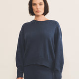 Cashmere sweater women blue - front view | Sarah | Linnea Lund