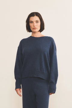 Cashmere sweater women blue - front view | Sarah | Linnea Lund