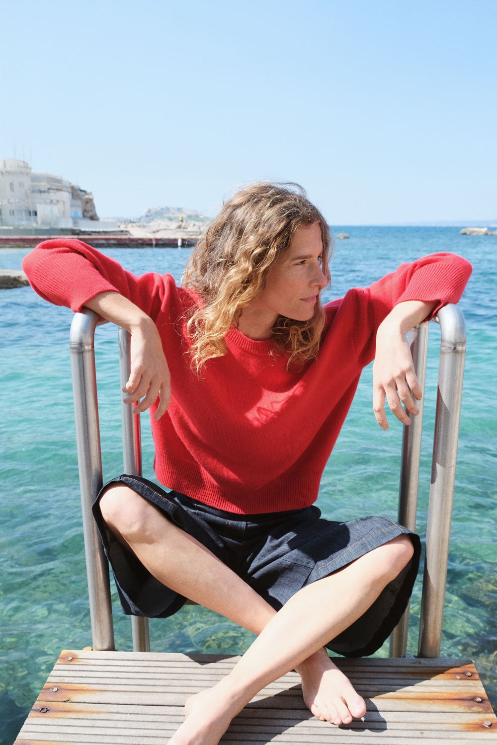 Ballon sleeves red cashmere sweater | Sarah | Linnea Lund