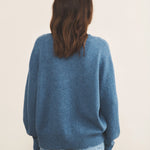 Cashmere sweater women blue denim color - back view | Sarah | Linnea Lund