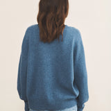 Cashmere sweater women blue denim color - back view | Sarah | Linnea Lund