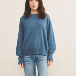 Cashmere sweater women blue denim color - front view | Sarah | Linnea Lund