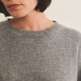 Grey cashmere sweater women - focus fabric | Sarah | Linnea Lund