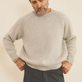 Light grey men cashmere sweater - front view | Sergio | Linnea Lund