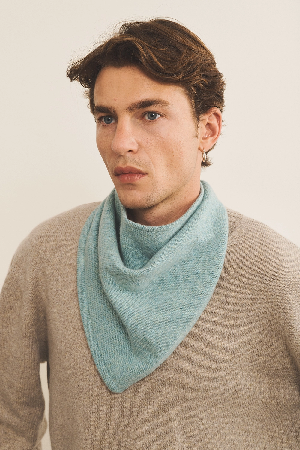 Men Cashmere bandana blue aqua - front view | Stella | Linnea Lund