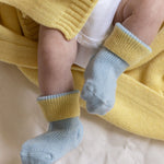 Baby cashmere socks in sky blue, second view | Alice | Linnea Lund