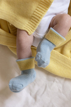 Baby cashmere socks in sky blue, second view | Alice | Linnea Lund