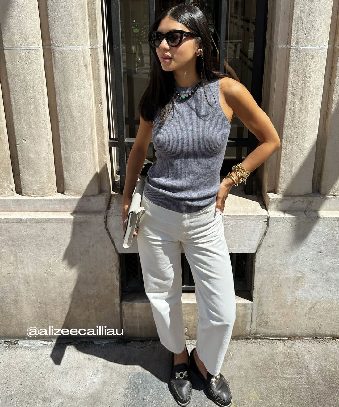 Alizee cailliau wearing the Linnea Lund cashmere top Amanda