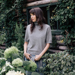 Women turtleneck cashmere t-shirt grey | Alvina | Linnea Lund