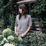 Women turtleneck cashmere t-shirt grey | Alvina | Linnea Lund