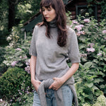 Women turtleneck cashmere t-shirt grey | Alvina | Linnea Lund