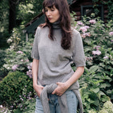 Women turtleneck cashmere t-shirt grey | Alvina | Linnea Lund