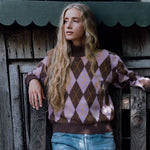 Brown jacquard cashmere sweater women | Alva | Linnea Lund 