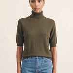 Women turtleneck cashmere t-shirt khaki | Alvina | Linnea Lund