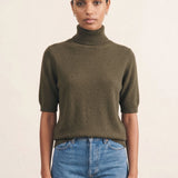 Women turtleneck cashmere t-shirt khaki | Alvina | Linnea Lund