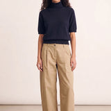 Women turtleneck cashmere t-shirt dark blue | Alvina | Linnea Lund
