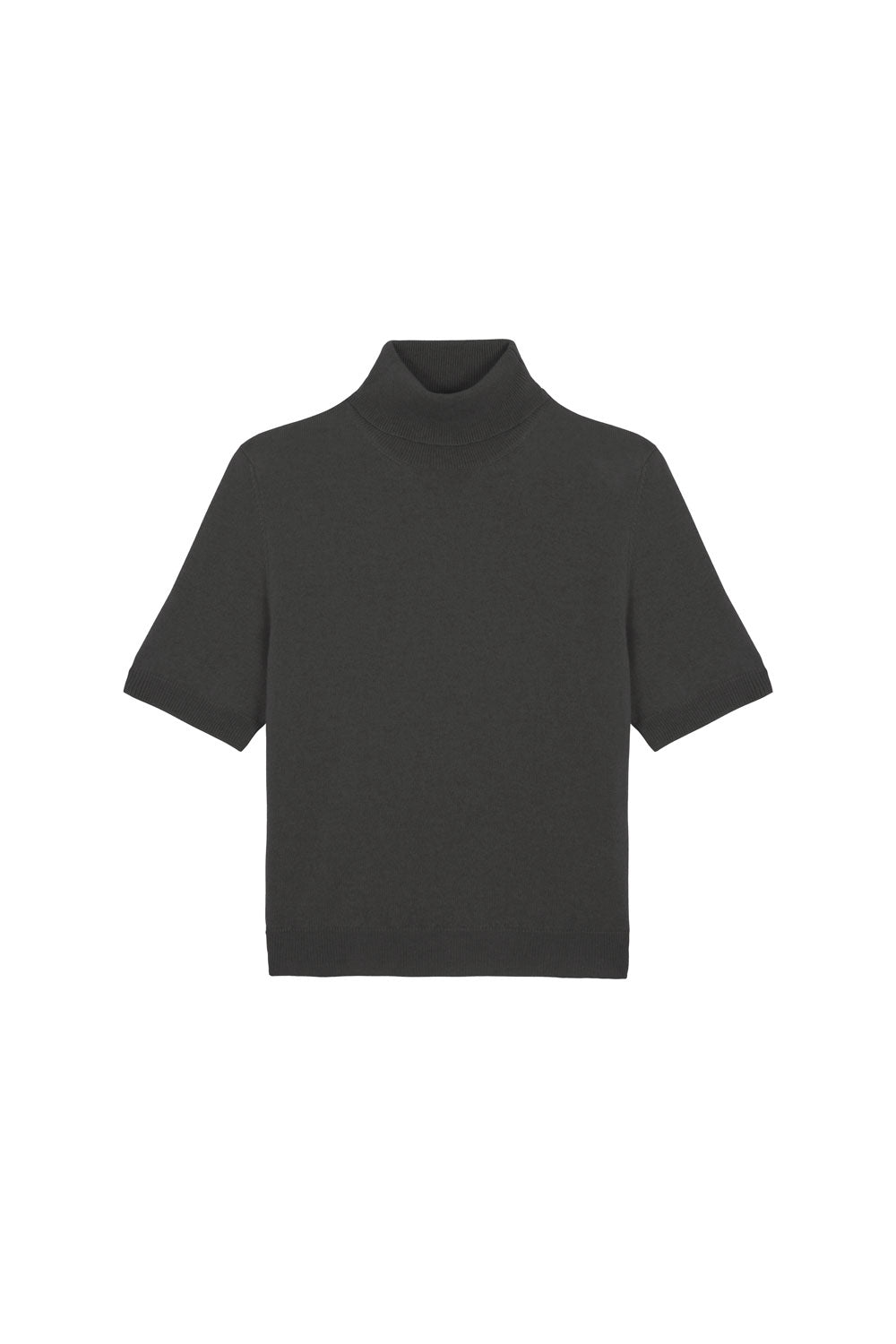 Women turtleneck cashmere t-shirt dark grey | Alvina | Linnea Lund