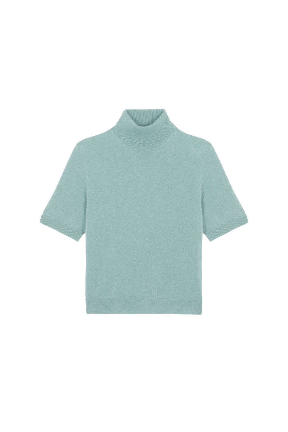 Women turtleneck cashmere t-shirt aqua blue | Alvina | Linnea Lund