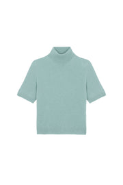 Women turtleneck cashmere t-shirt aqua blue | Alvina | Linnea Lund