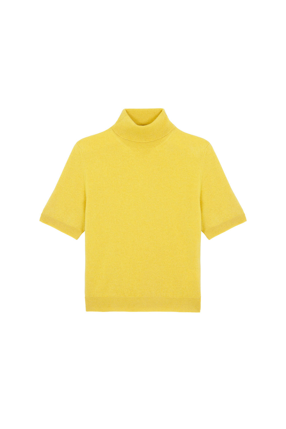 Women turtleneck cashmere t-shirt bright yellow | Alvina | Linnea Lund