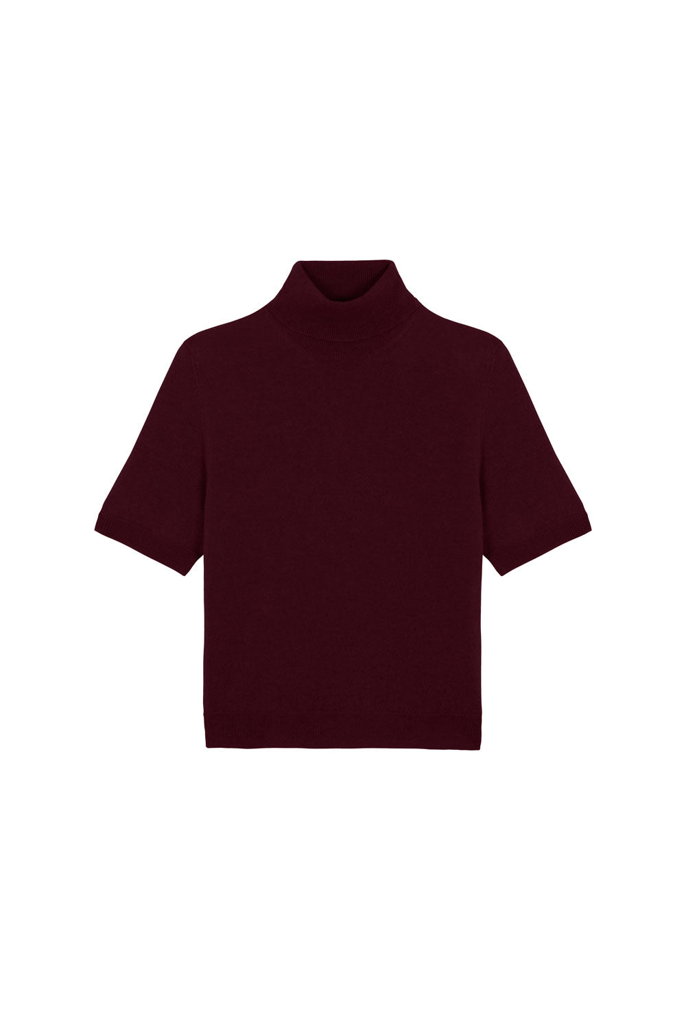Women turtleneck cashmere t-shirt burgundy | Alvina | Linnea Lund