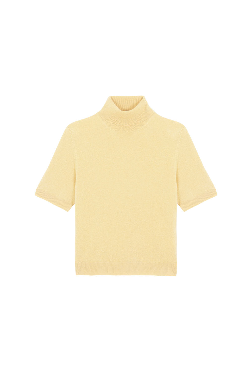 Women turtleneck cashmere t-shirt yellow | Alvina | Linnea Lund