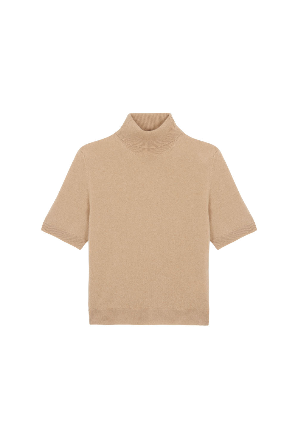 Women turtleneck cashmere t-shirt camel | Alvina | Linnea Lund