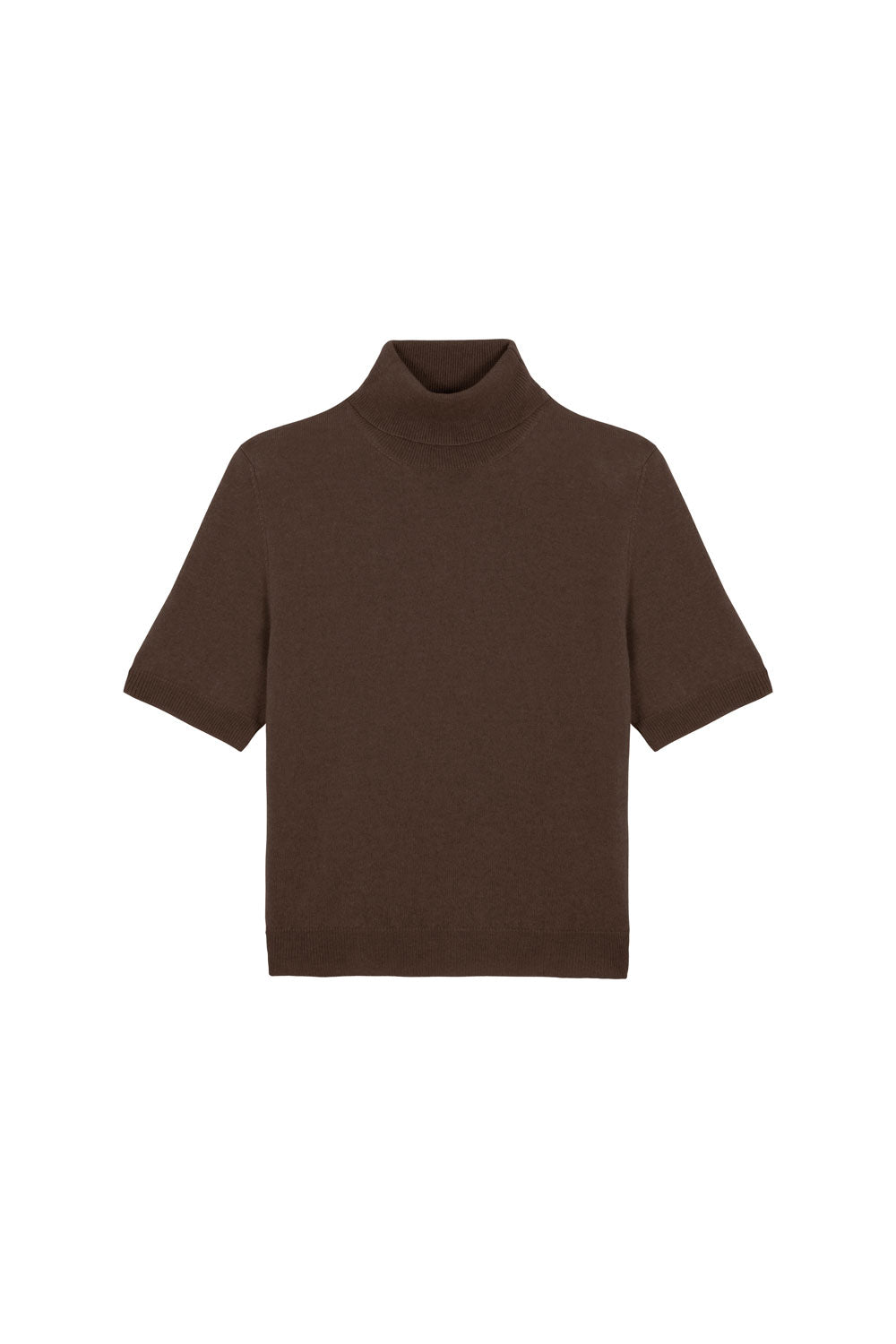 Women turtleneck cashmere t-shirt brown | Alvina | Linnea Lund