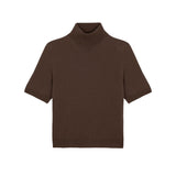 Women turtleneck cashmere t-shirt brown | Alvina | Linnea Lund