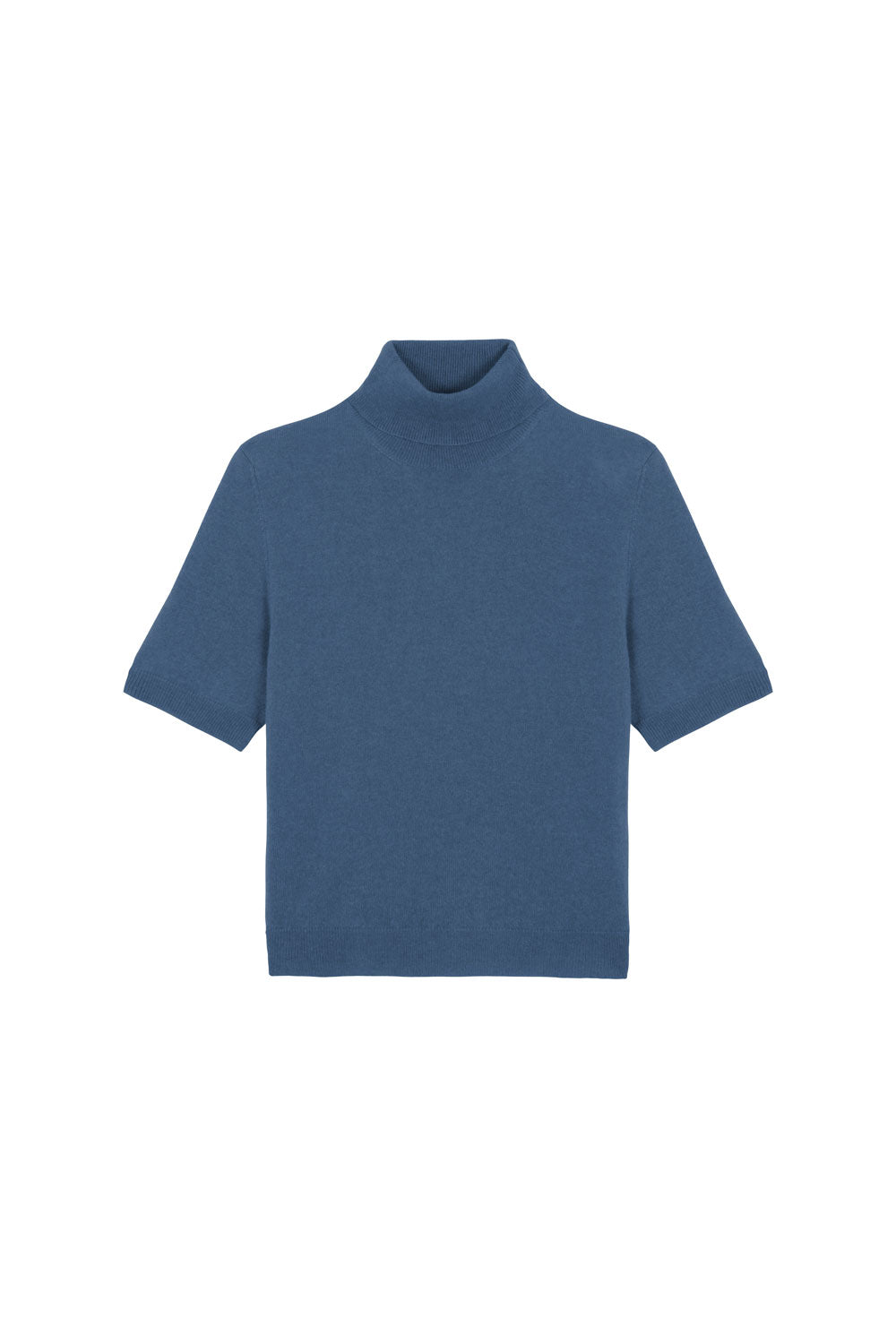 Women turtleneck cashmere t-shirt blue | Alvina | Linnea Lund