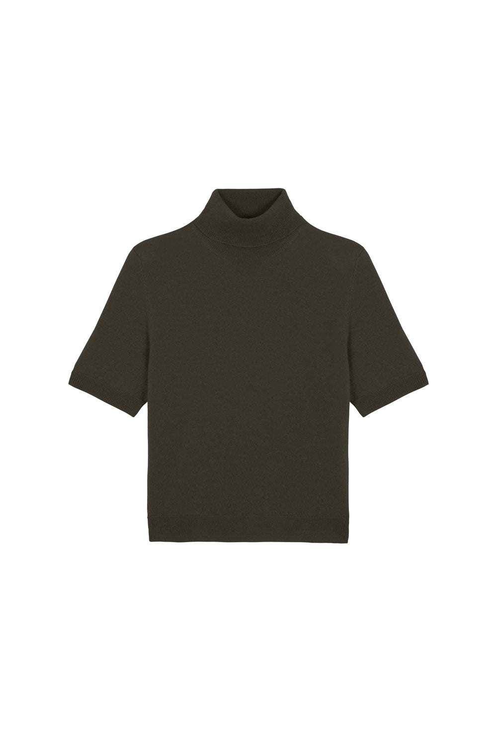 Women turtleneck cashmere t-shirt khaki | Alvina | Linnea Lund