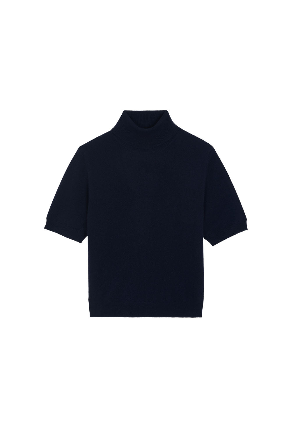 Women turtleneck cashmere t-shirt dark blue | Alvina | Linnea Lund