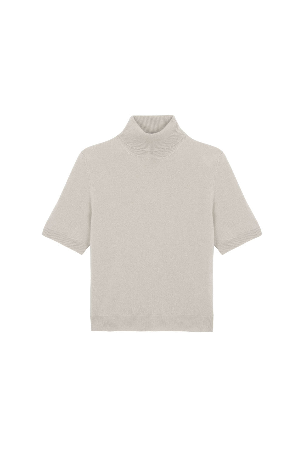 Women turtleneck cashmere t-shirt beige | Alvina | Linnea Lund